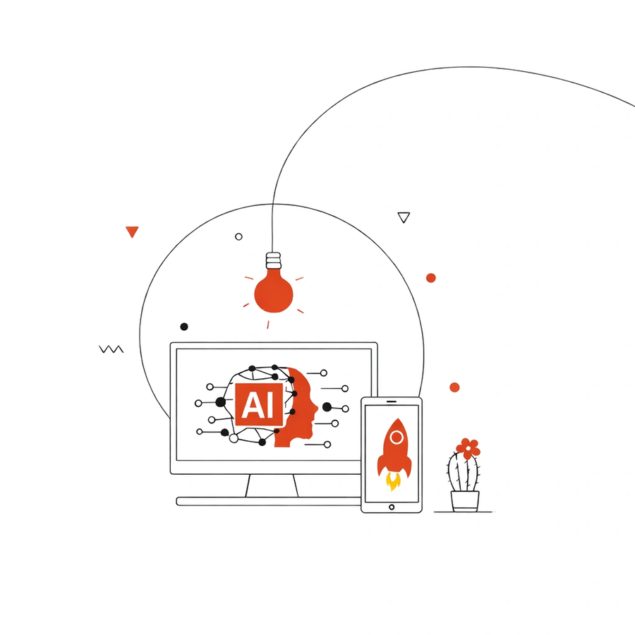 Illustration representing AI-supported marketing operations.