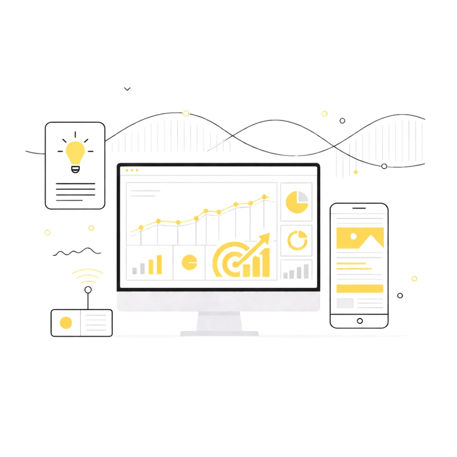 Illustration representing paid acquisition and campaign performance.